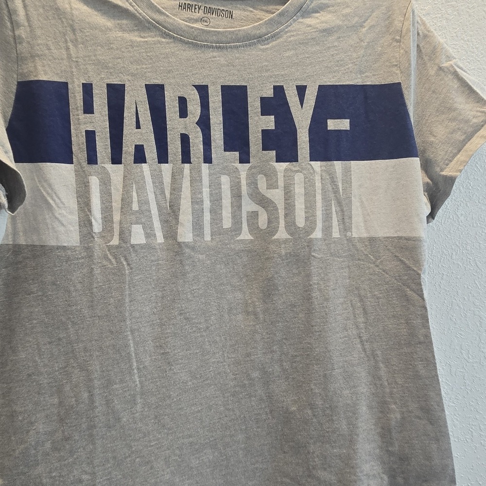 Harley Davidson Gray Graphic Logo T-Shirt Womens 2XL Motorcycle Biker Tee - Picture 5 of 14